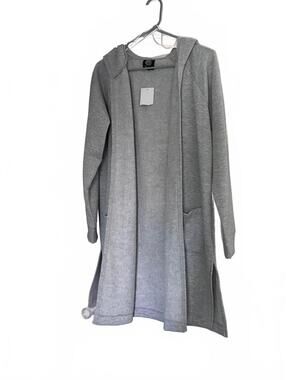 Bobeau Women's Long Gray Hooded Cardigan Hoodie Medium